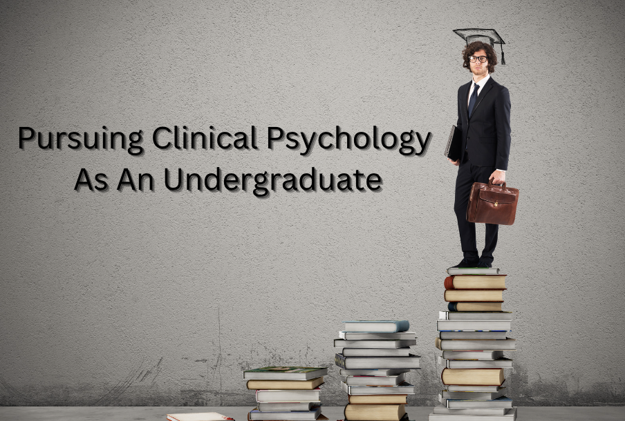 Person standing on top of books